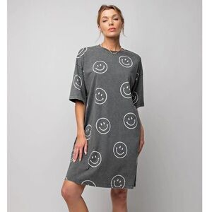 Easel Smiley Face Shirt Dress
